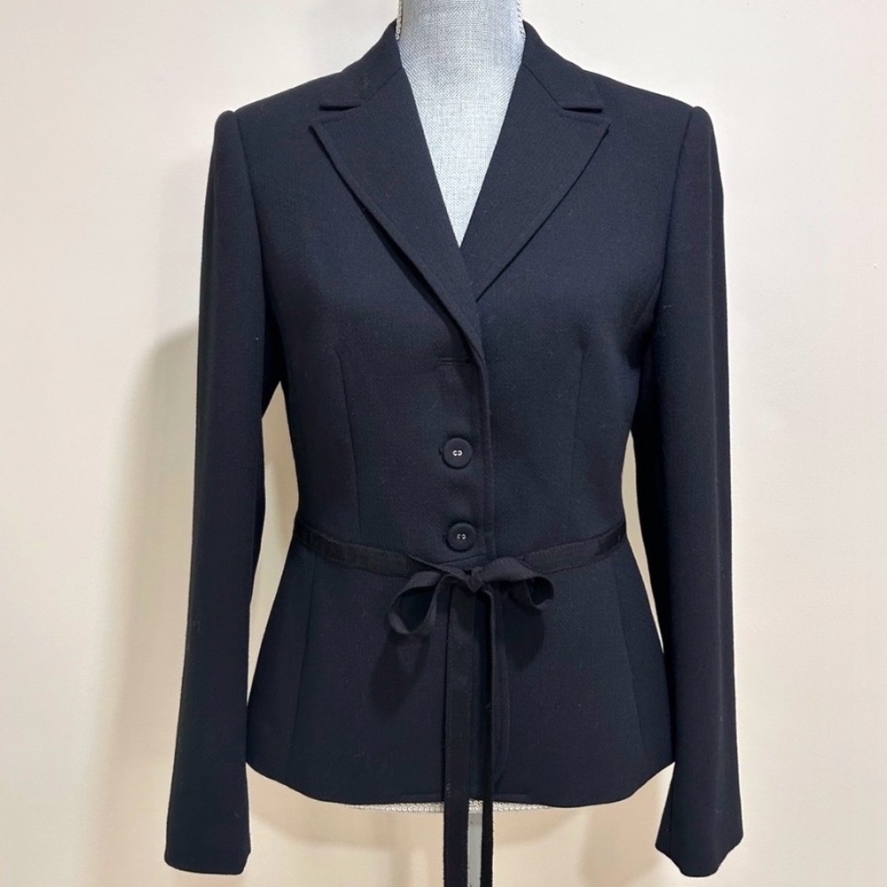 Sandra Angelozzi Tailored Tie front Blazer Black